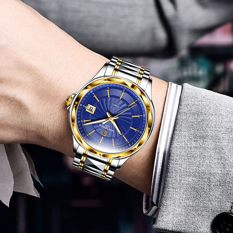 Sword Sapphire Glass Waterproof Automatic Mechanical Steel Watch Silver - Image 4