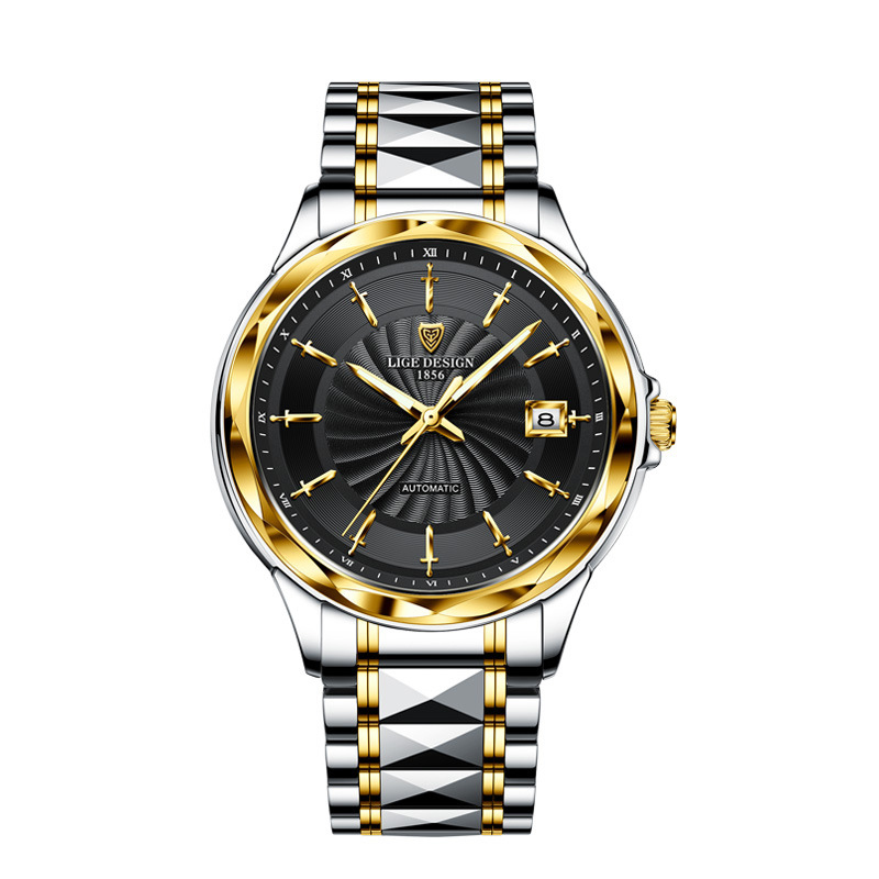 Sword Sapphire Glass Waterproof Automatic Mechanical Steel Watch Silver - Image 5