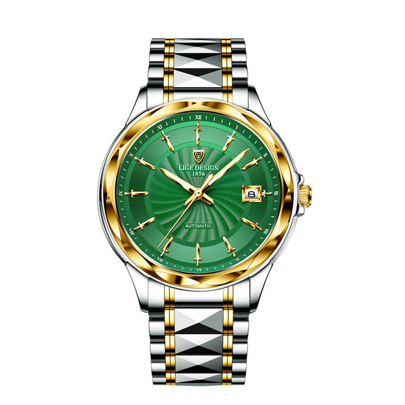 Sword Sapphire Glass Waterproof Automatic Mechanical Steel Watch Silver - Image 6