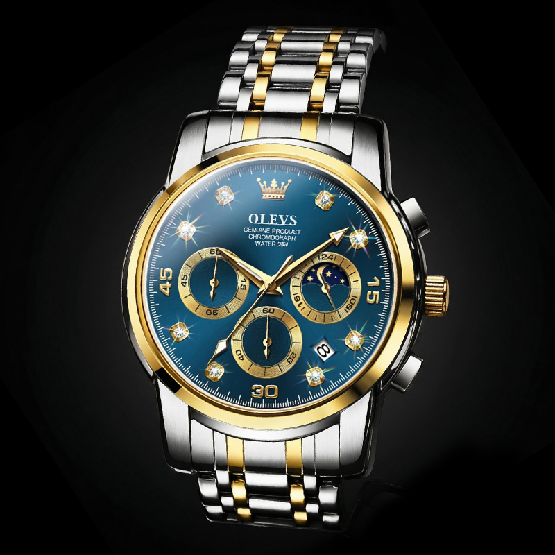 Multifunctional Luminous Waterproof Stainless Steel Quartz Watch Silver - Image 3
