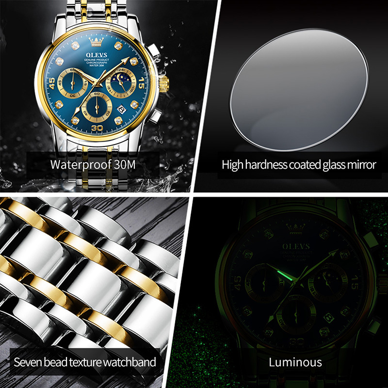 Multifunctional Luminous Waterproof Stainless Steel Quartz Watch Silver - Image 8