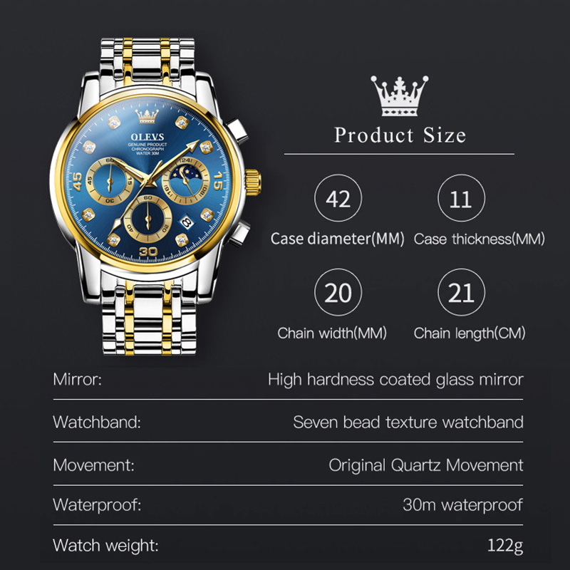 Multifunctional Luminous Waterproof Stainless Steel Quartz Watch Silver - Image 10