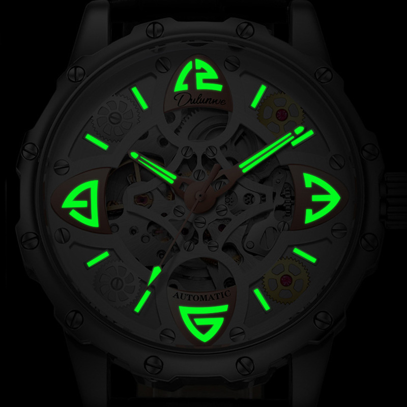 Hollow Luminous Stainless Steel Automatic Mechanical Watch Silver - Image 6