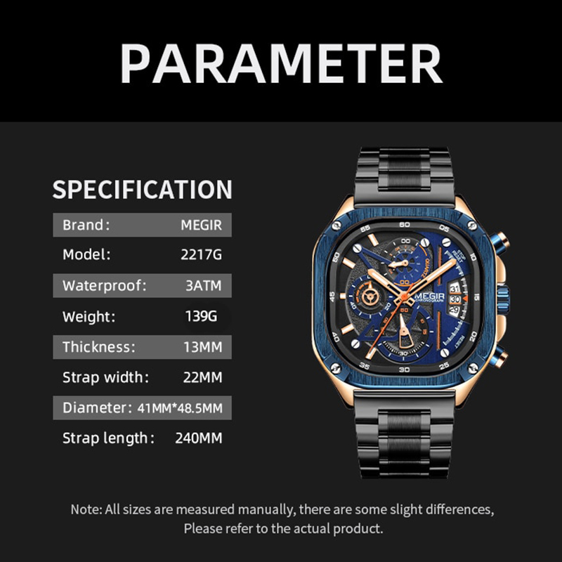 Multifunctional Waterproof Luminous Square Quartz Watch Silver - Image 7