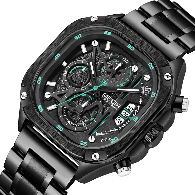 Multifunctional Waterproof Luminous Square Quartz Watch Silver