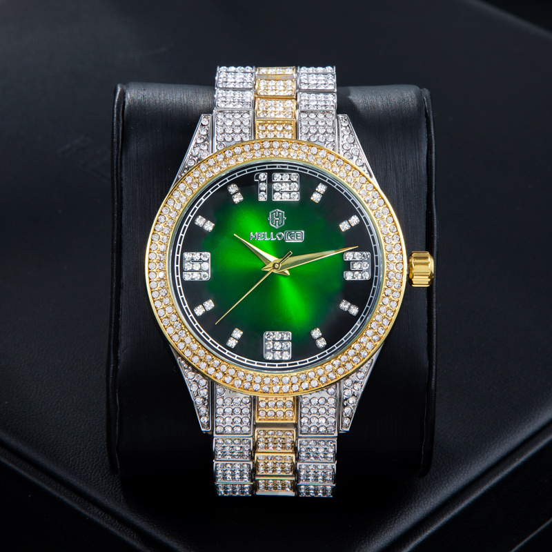 Iced Out Emerald Roman Numerals Mens Wrist Watch With Street Luxury Shine - Image 3