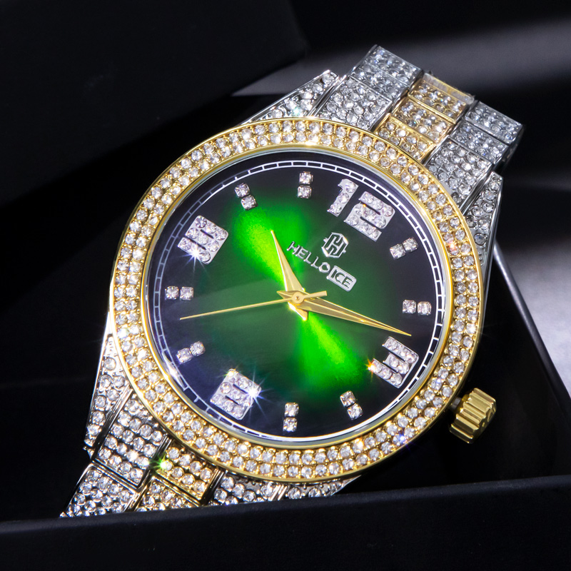 Iced Out Emerald Roman Numerals Mens Wrist Watch With Street Luxury Shine - Image 4