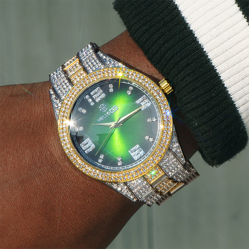 Iced Out Emerald Roman Numerals Mens Wrist Watch With Street Luxury Shine - Image 5