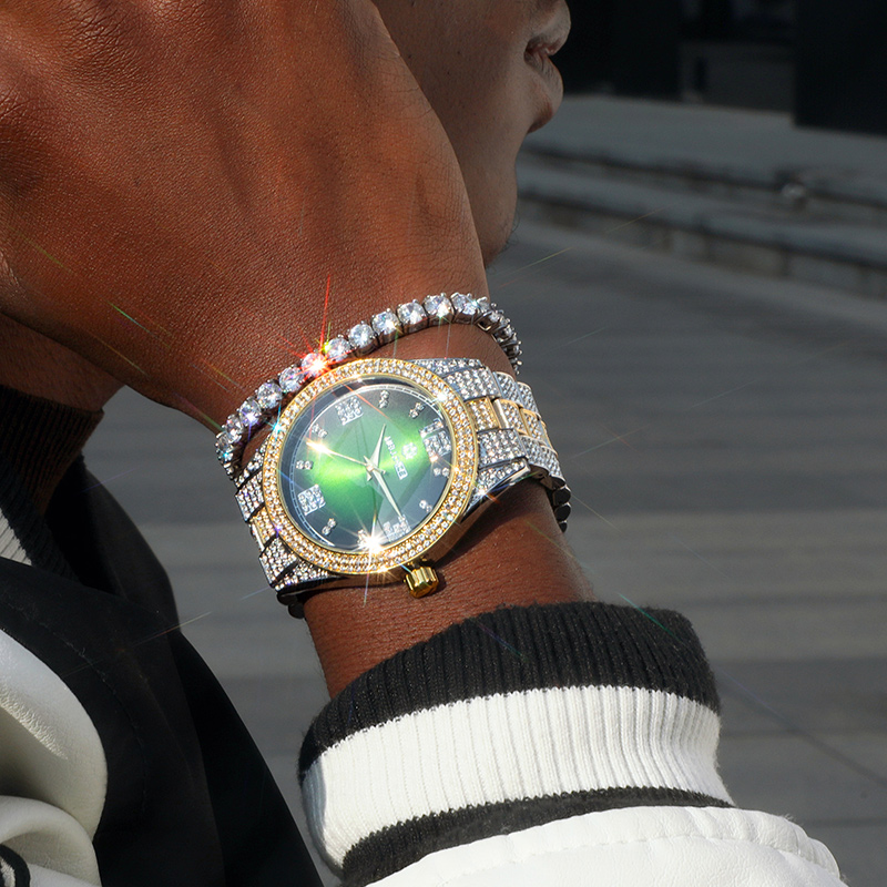 Iced Out Emerald Roman Numerals Mens Wrist Watch With Street Luxury Shine - Image 6