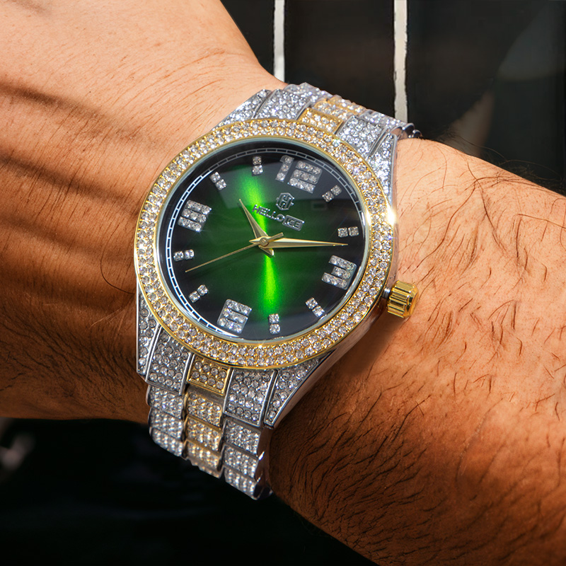 Iced Out Emerald Roman Numerals Mens Wrist Watch With Street Luxury Shine - Image 7