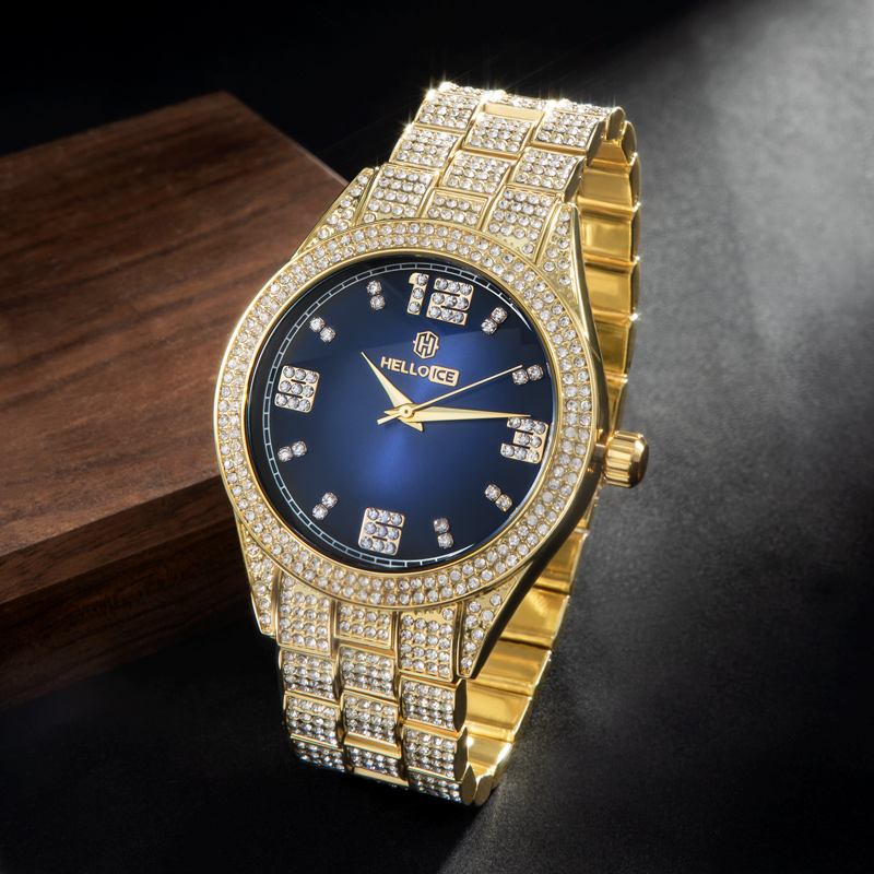 Iced Out Sapphire Roman Numerals Dial Watch Silver With Street Luxury Shine - Image 3