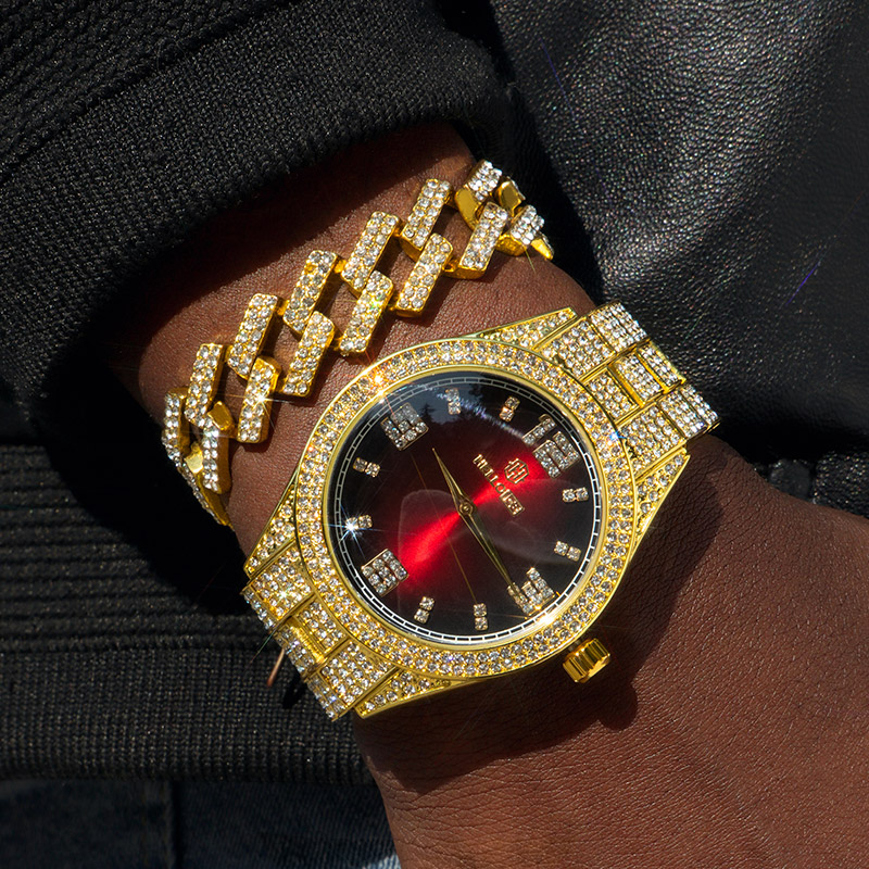 Luxury Iced Out Ruby Roman Numerals Dial Watch With Street Luxury Shine - Image 3