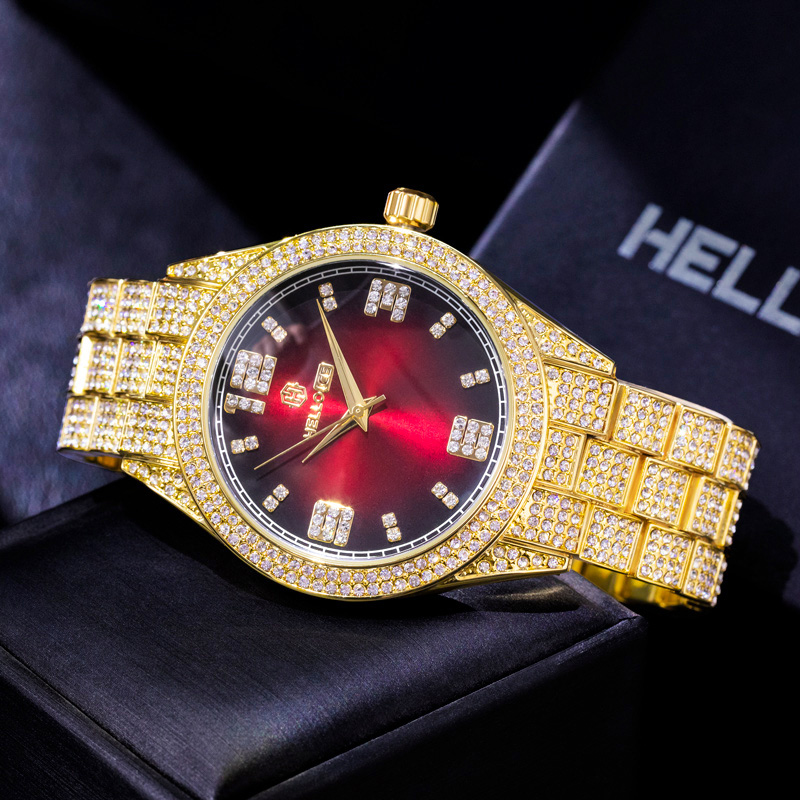Luxury Iced Out Ruby Roman Numerals Dial Watch With Street Luxury Shine