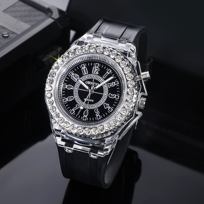 Led Flashing Sport Quartz Watch With Silicone Strap With Bold Premium Edge - Image 3