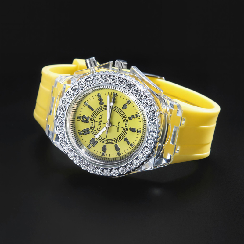 Multicolor Luminous Led Lighting Sport Watch With Silicone Strap Silver