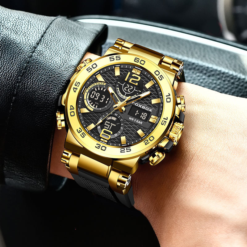 Luminous Waterproof Sports Men's Quartz Watch With Silicone Strap Silver - Image 4