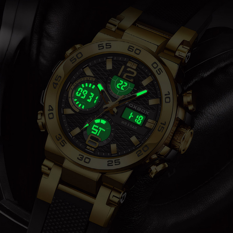 Luminous Waterproof Sports Men's Quartz Watch With Silicone Strap Silver - Image 7