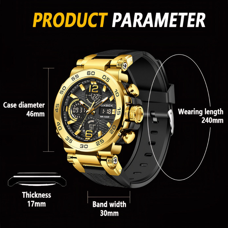 Luminous Waterproof Sports Men's Quartz Watch With Silicone Strap Silver - Image 8