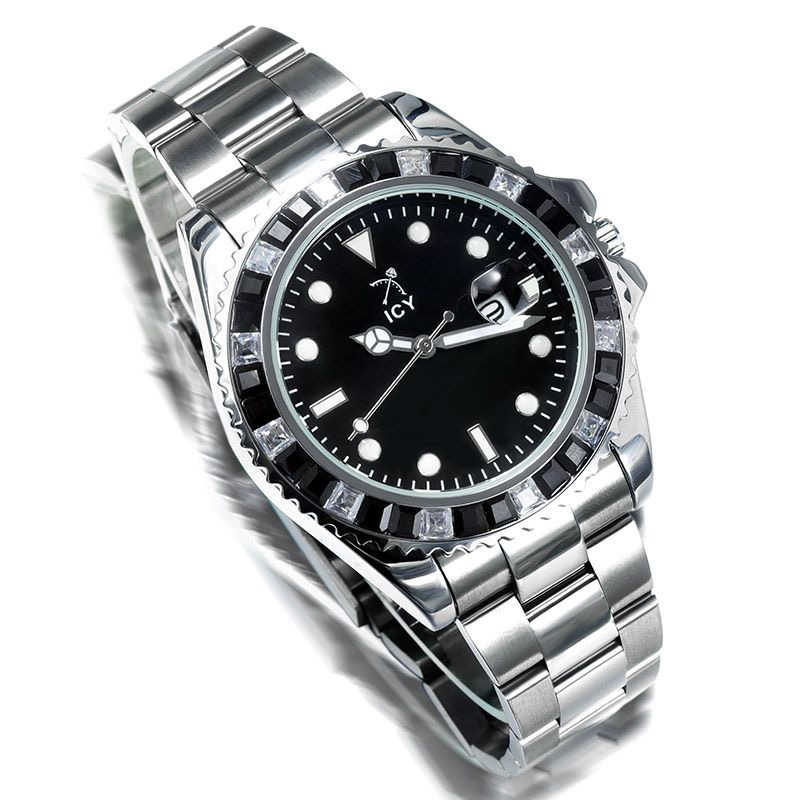 40mm Iced Out Luminous Dial Watch Silver With Street Luxury Shine