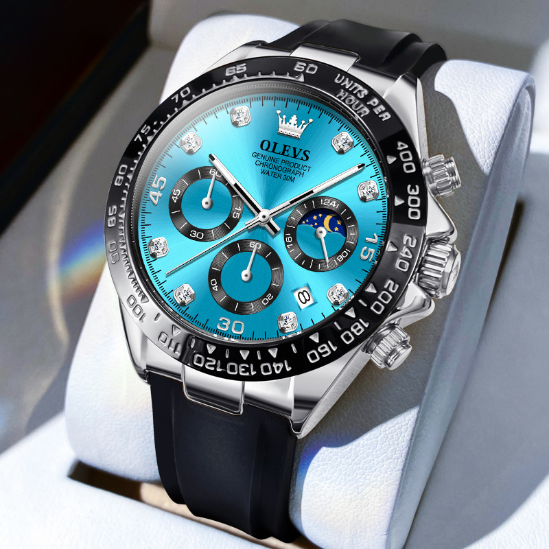 Waterproof Men's Quartz Watch With Silicone Strap With Street Luxury Shine - Image 3