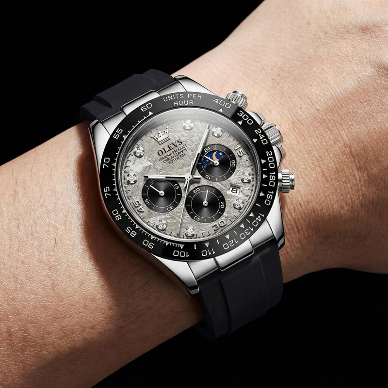 Waterproof Men's Quartz Watch With Silicone Strap With Street Luxury Shine - Image 5