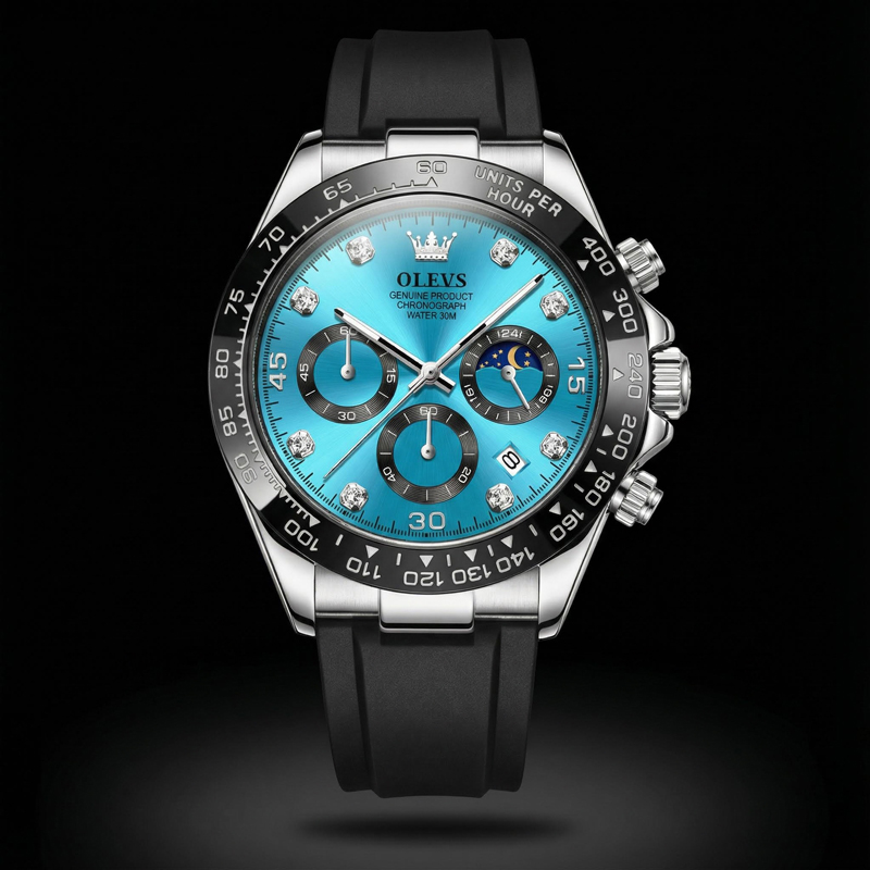 Waterproof Men's Quartz Watch With Silicone Strap With Street Luxury Shine - Image 7