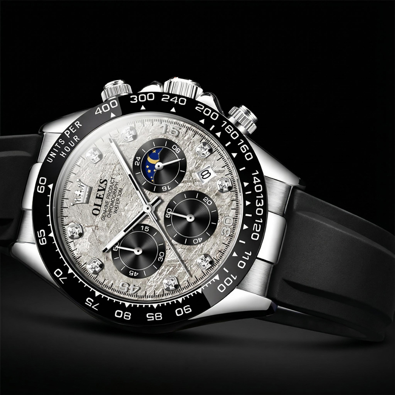 Waterproof Men's Quartz Watch With Silicone Strap With Street Luxury Shine - Image 8