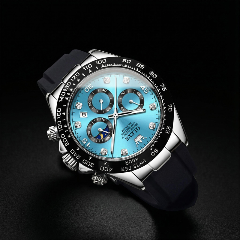 Waterproof Men's Quartz Watch With Silicone Strap With Street Luxury Shine