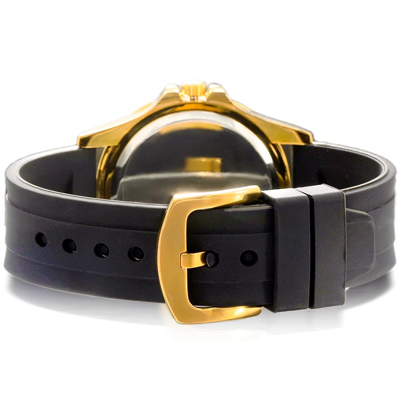 Bold 40mm Rainbow Rose Gold Luminous Watch With Black Silicone Strap - Image 6