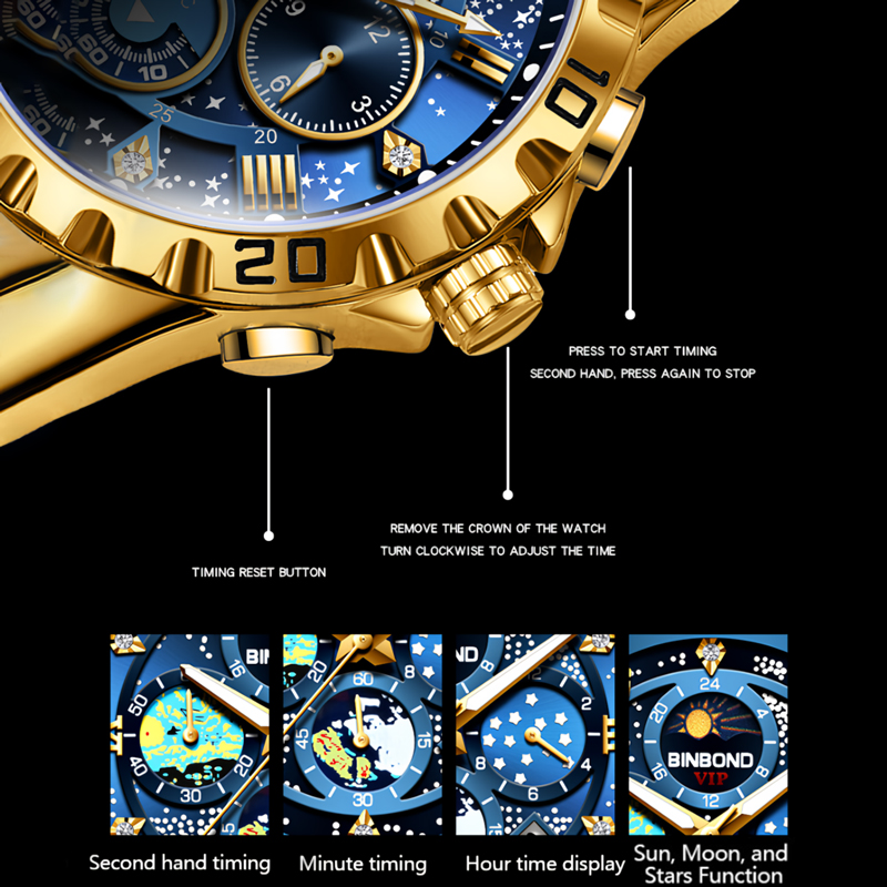 Luminous Blue Dial Stainless Steel Men's Sports Watch Silver - Image 7