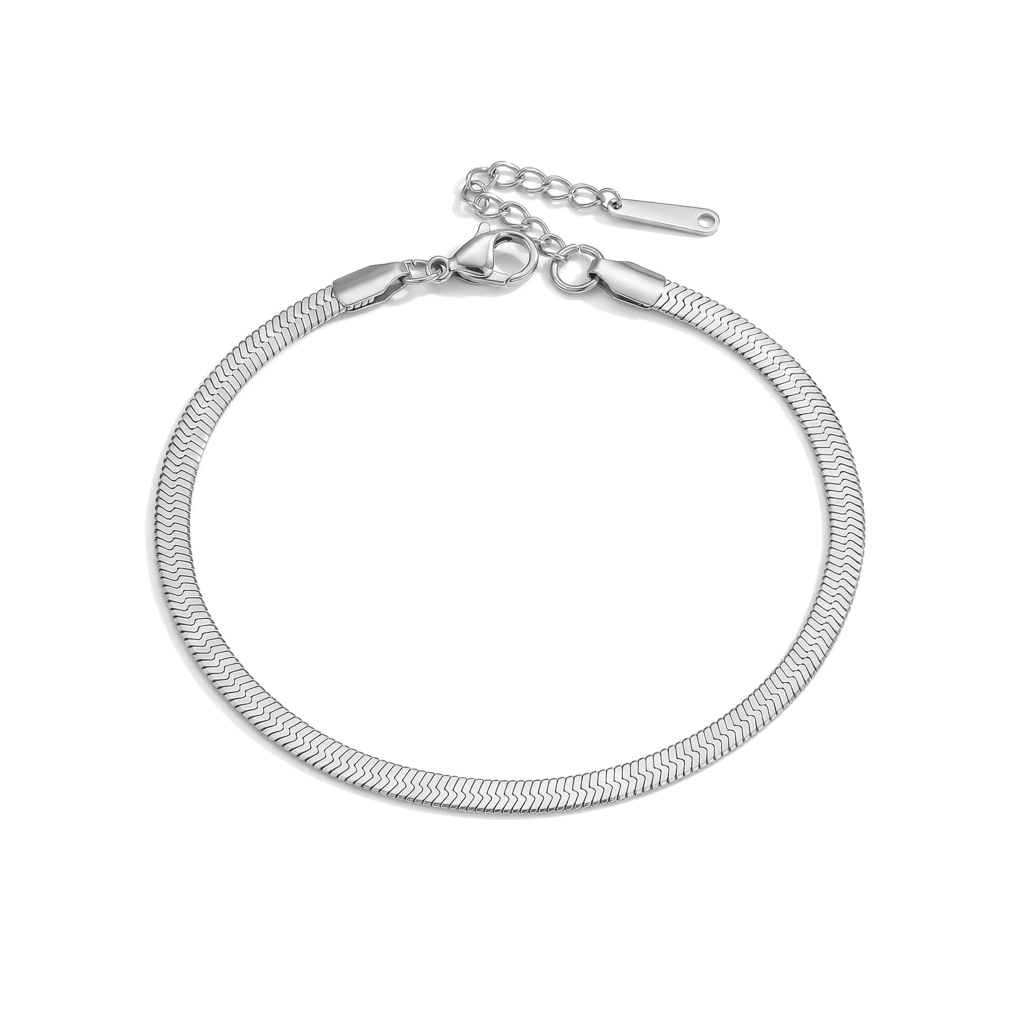 4mm Herringbone Chain Anklet Bold Statement Style With Street Luxury - Image 5