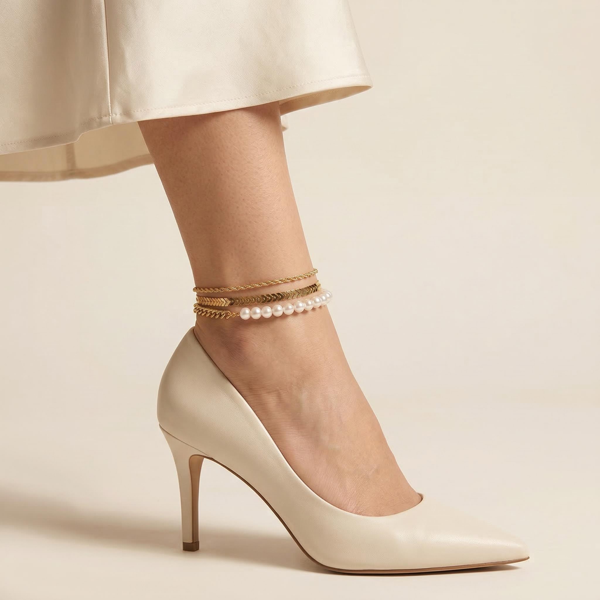 3pcs Multilayer Women Anklet Bold Statement Style With Street Luxury - Image 3