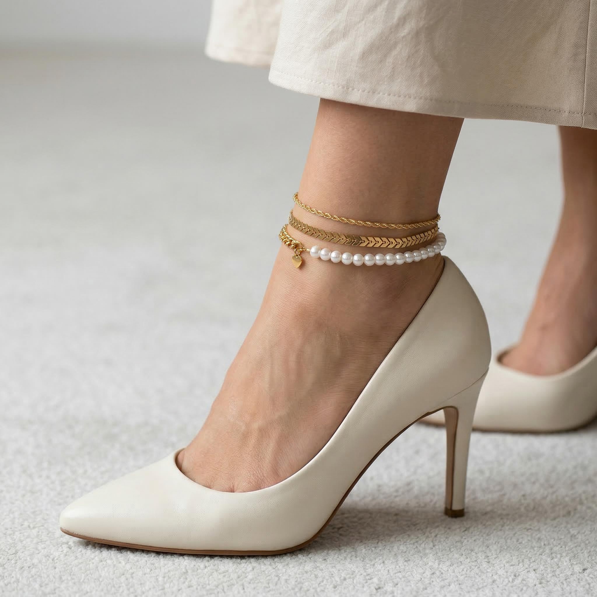 3pcs Multilayer Women Anklet Bold Statement Style With Street Luxury - Image 6
