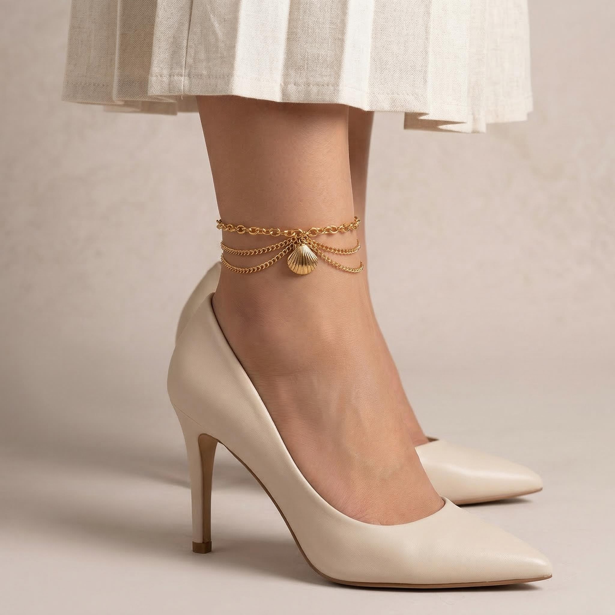 Shell Charm Layered Anklet Bold Statement Style With Street Luxury - Image 3