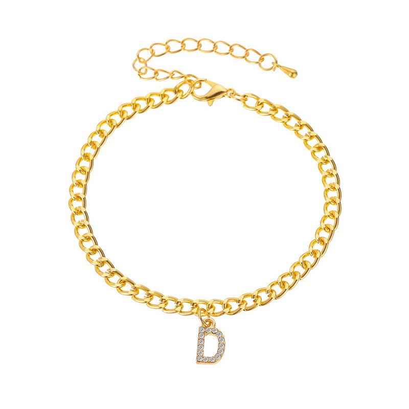 Bold Iced Out A-z Initial Letter Charm Gold Plated Cuban Chain Anklet - Image 11