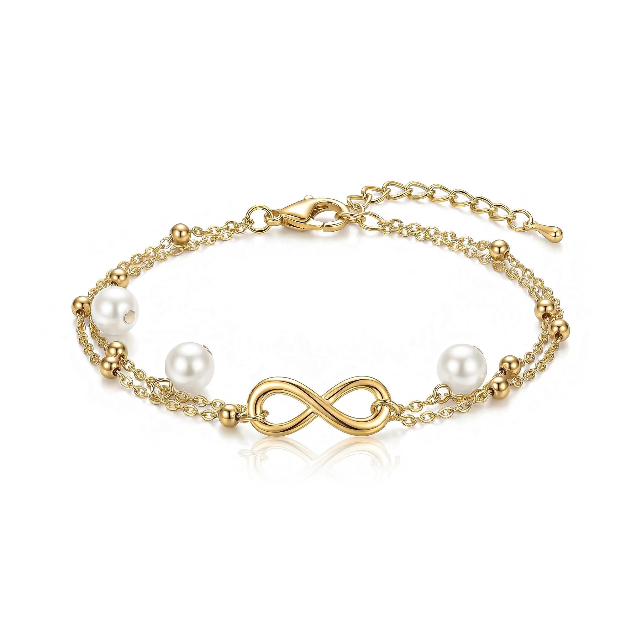 Double-layer Pearl Infinity Anklet For Hip Hop Jewelry Style - Image 5