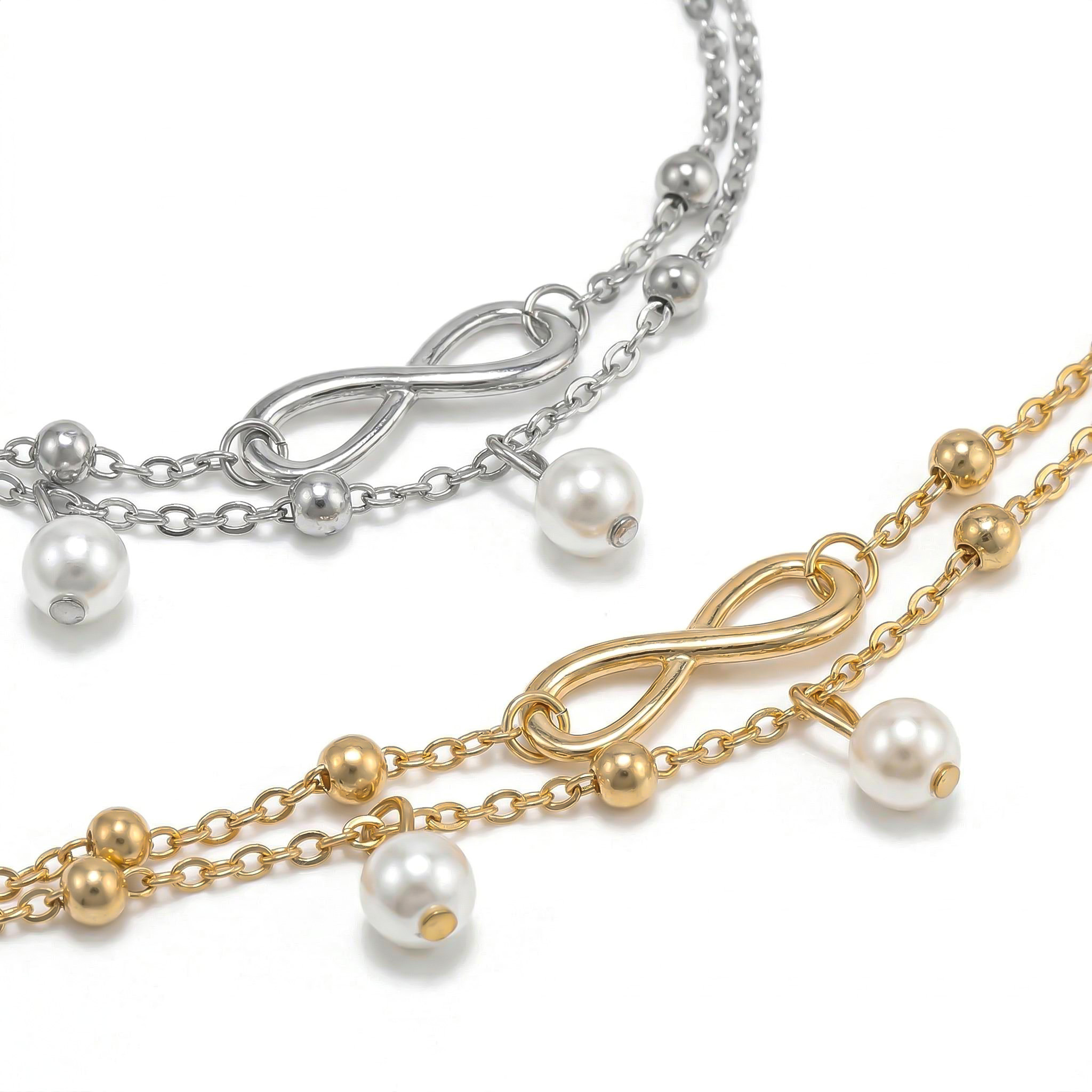 Double-layer Pearl Infinity Anklet For Hip Hop Jewelry Style - Image 6