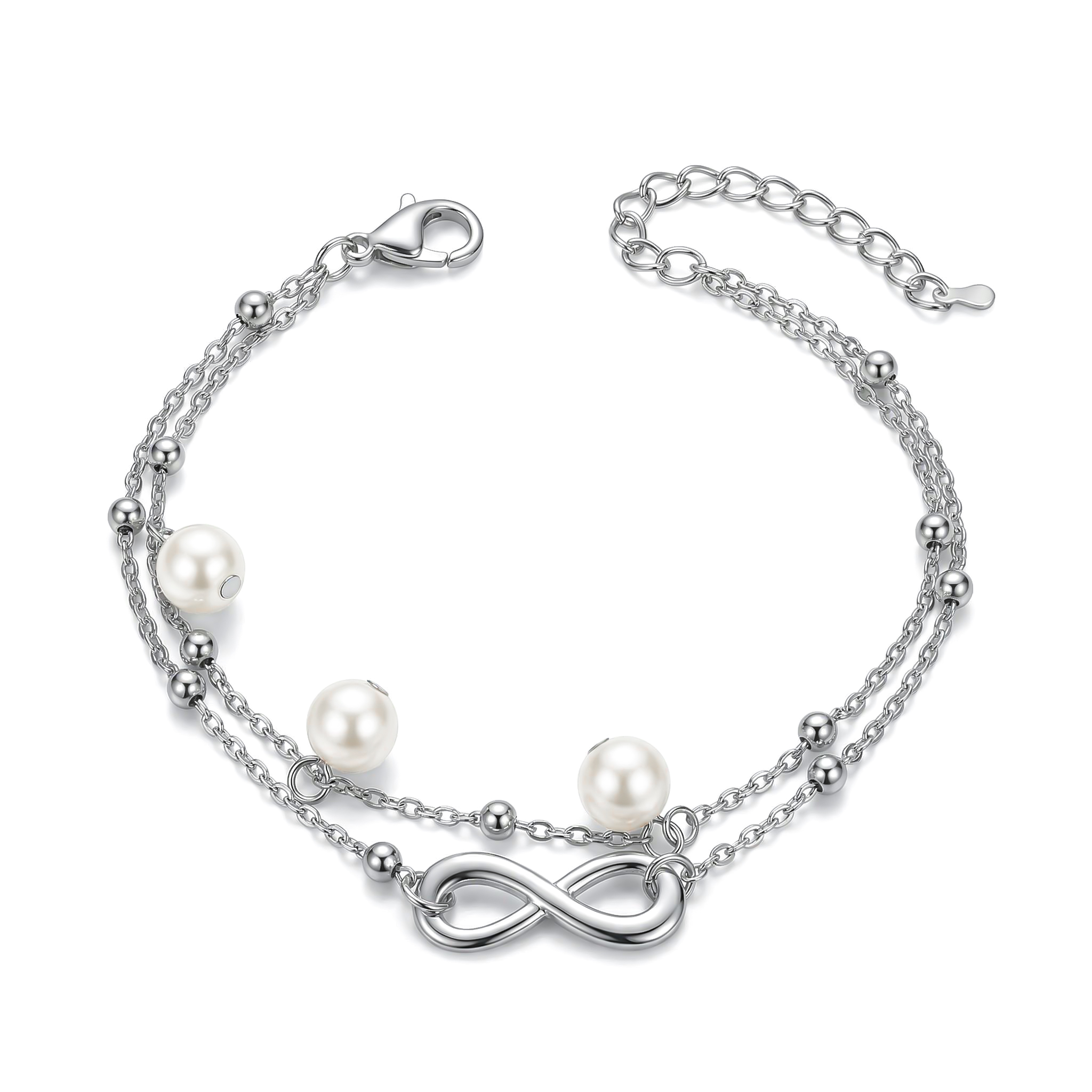 Double-layer Pearl Infinity Anklet For Hip Hop Jewelry Style - Image 7