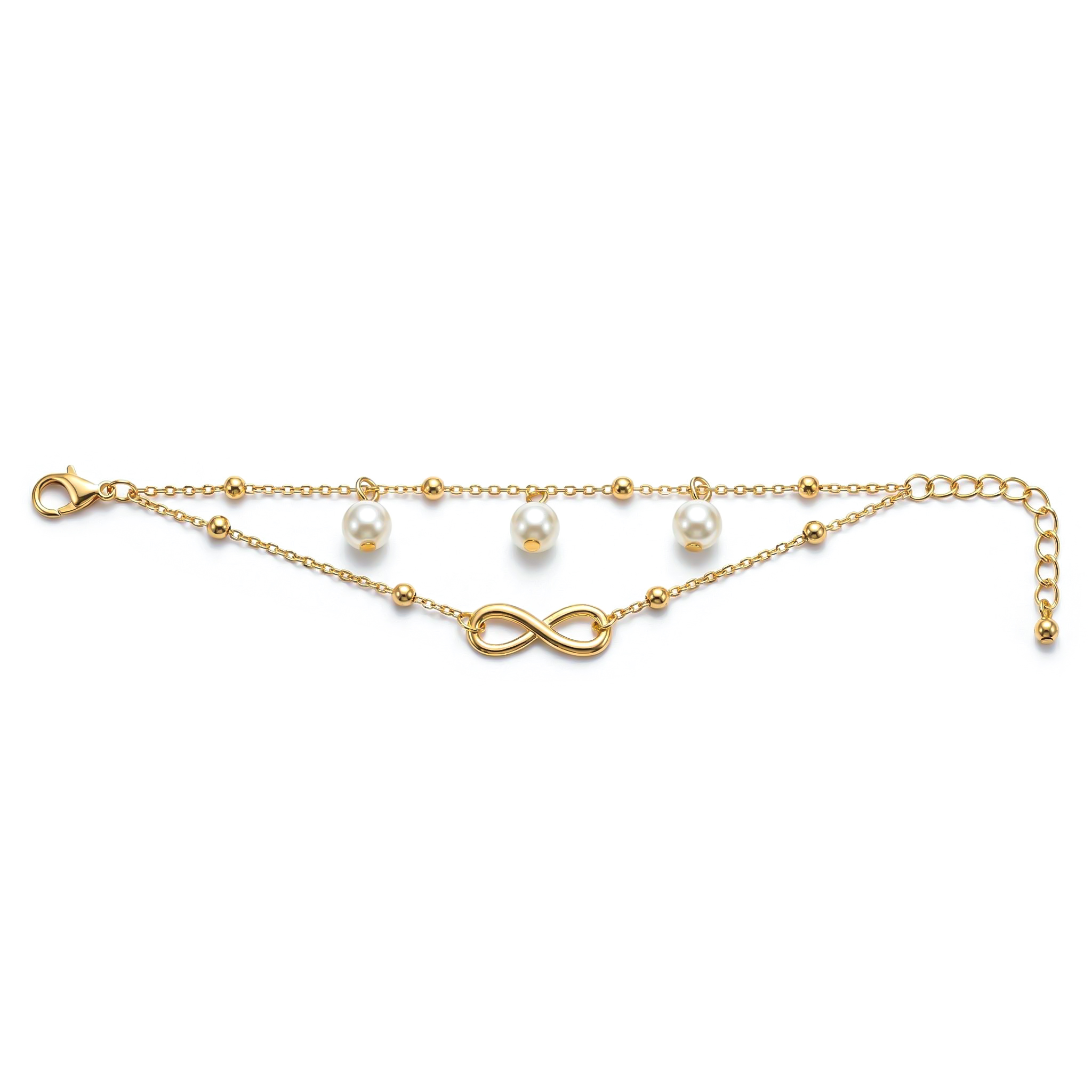 Double-layer Pearl Infinity Anklet For Hip Hop Jewelry Style - Image 8