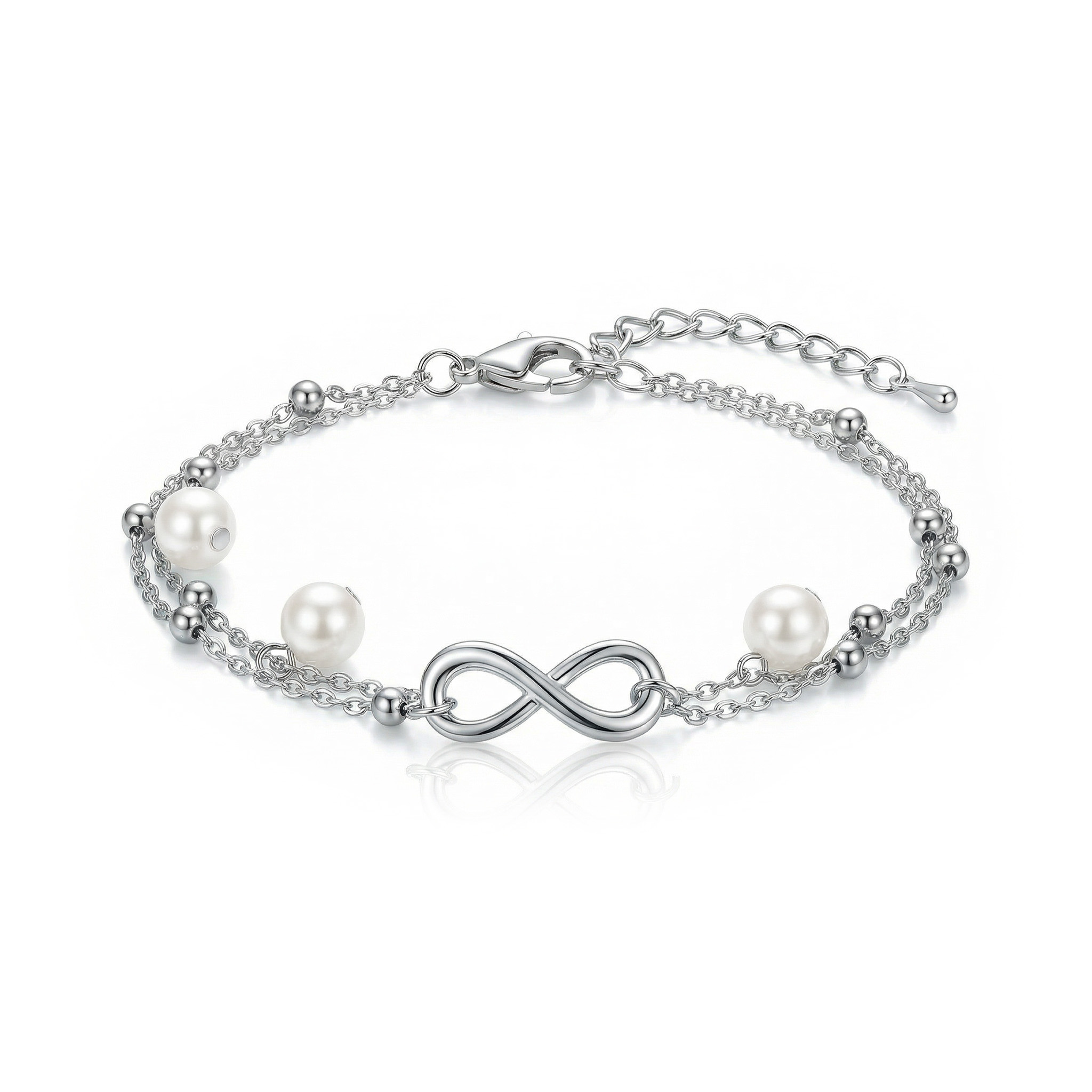 Double-layer Pearl Infinity Anklet For Hip Hop Jewelry Style