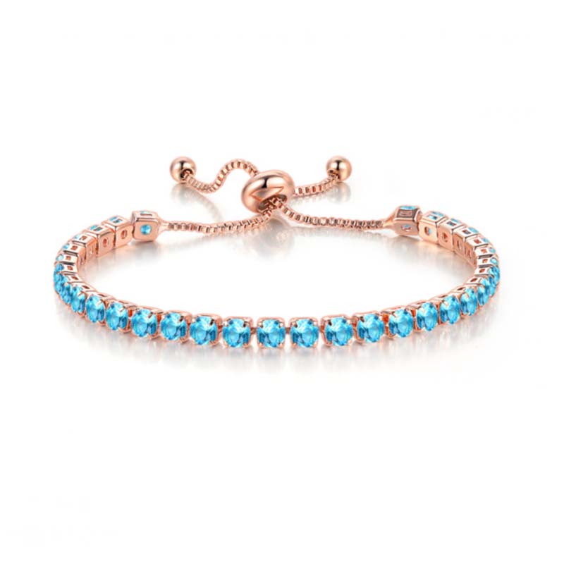 4mm Light Blue Stones Tennis Chain Bracelet Gold With Street Luxury Shine - Image 3
