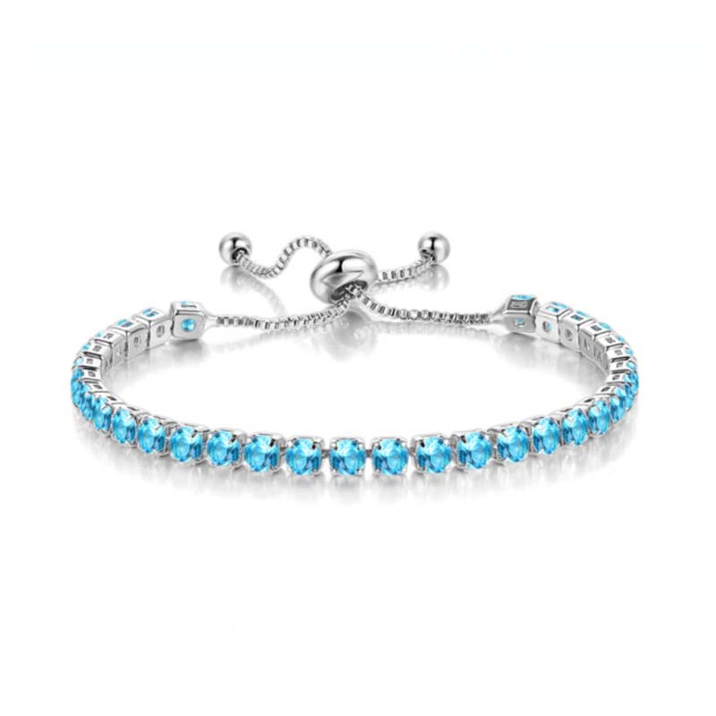 4mm Light Blue Stones Tennis Chain Bracelet Gold With Street Luxury Shine