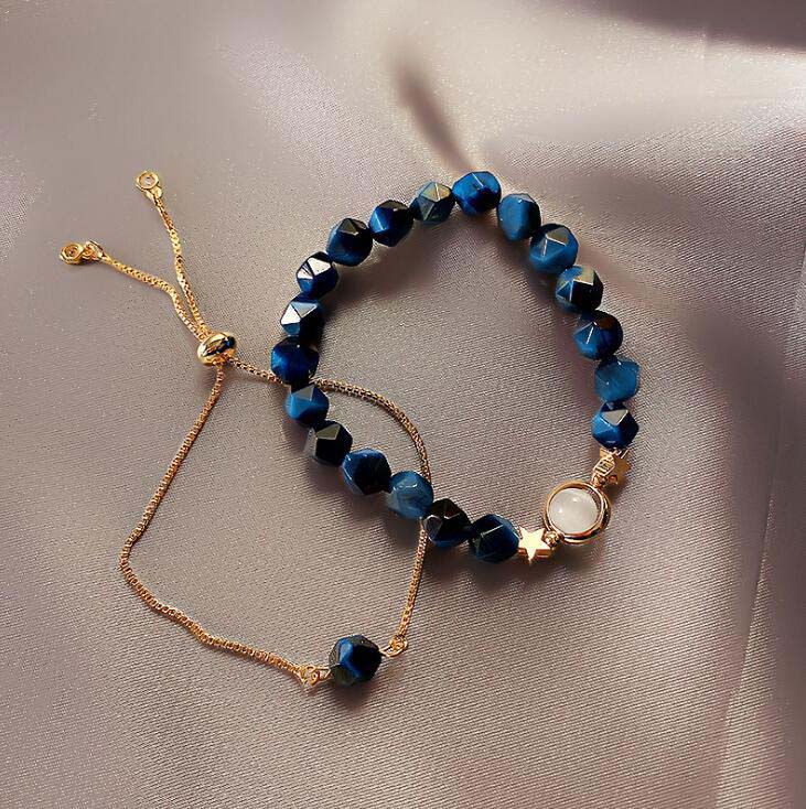 Natural Crystal Stone Adjustable Bracelet Set Gold With Street Luxury Shine - Image 3