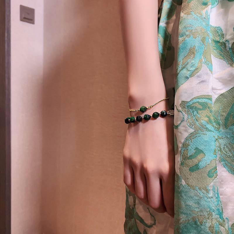 Natural Crystal Stone Adjustable Bracelet Set Gold With Street Luxury Shine - Image 4
