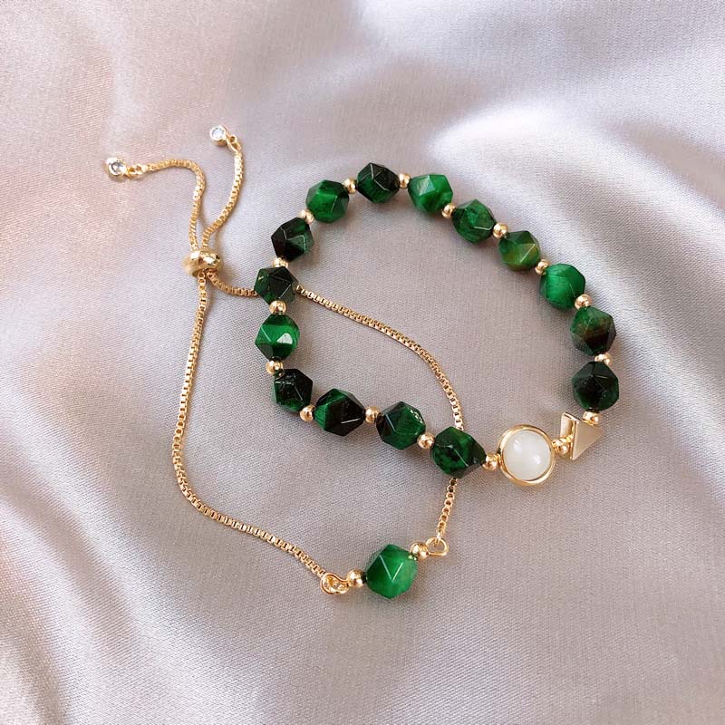 Natural Crystal Stone Adjustable Bracelet Set Gold With Street Luxury Shine