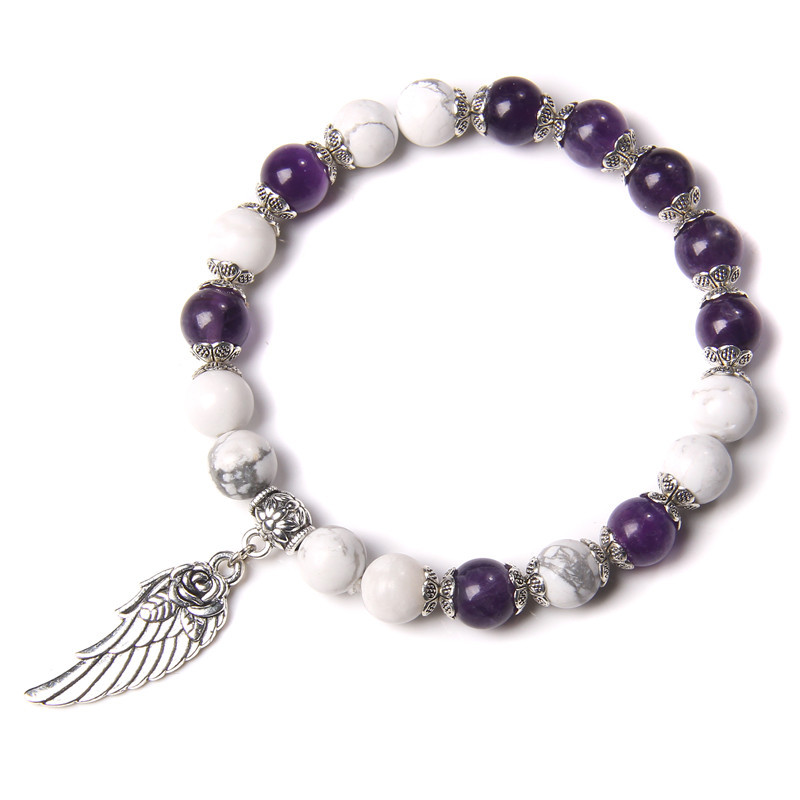 Angel Wing Purple Quartz Crystal Bracelet Silver With Street Luxury Shine