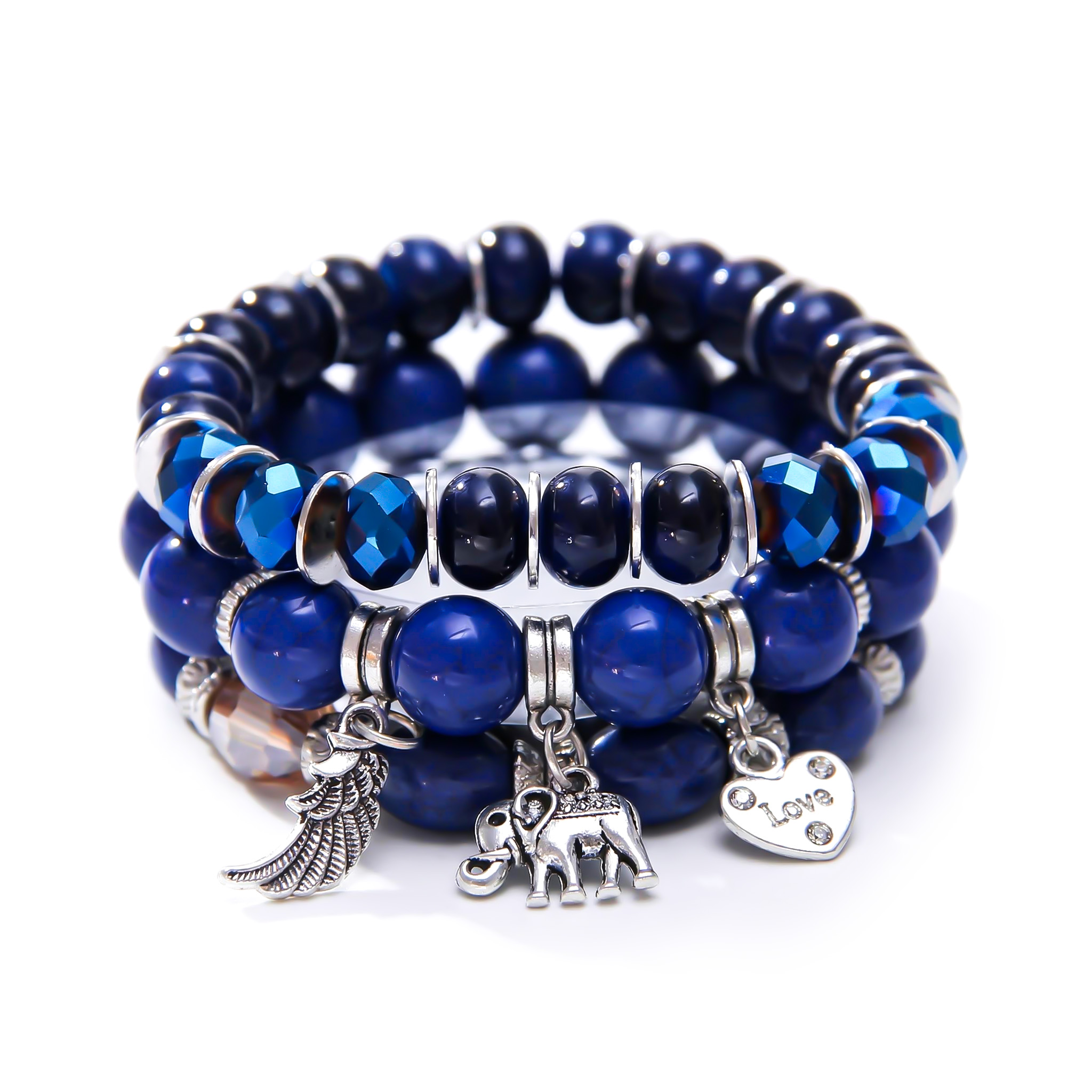 Elephant Feather Charm Handmade Beaded Bracelet Set With Bold Premium Edge - Image 4
