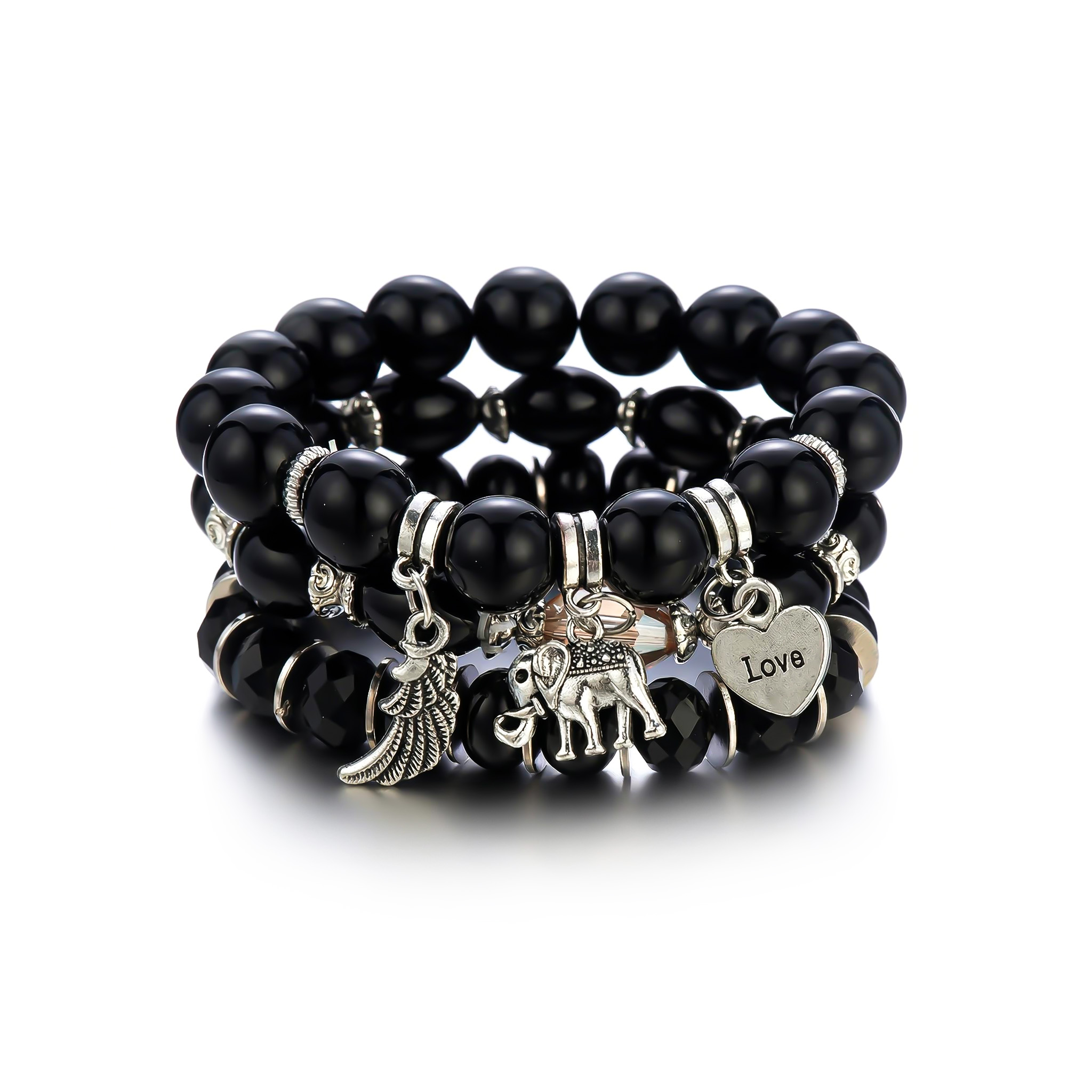 Elephant Feather Charm Handmade Beaded Bracelet Set With Bold Premium Edge - Image 5