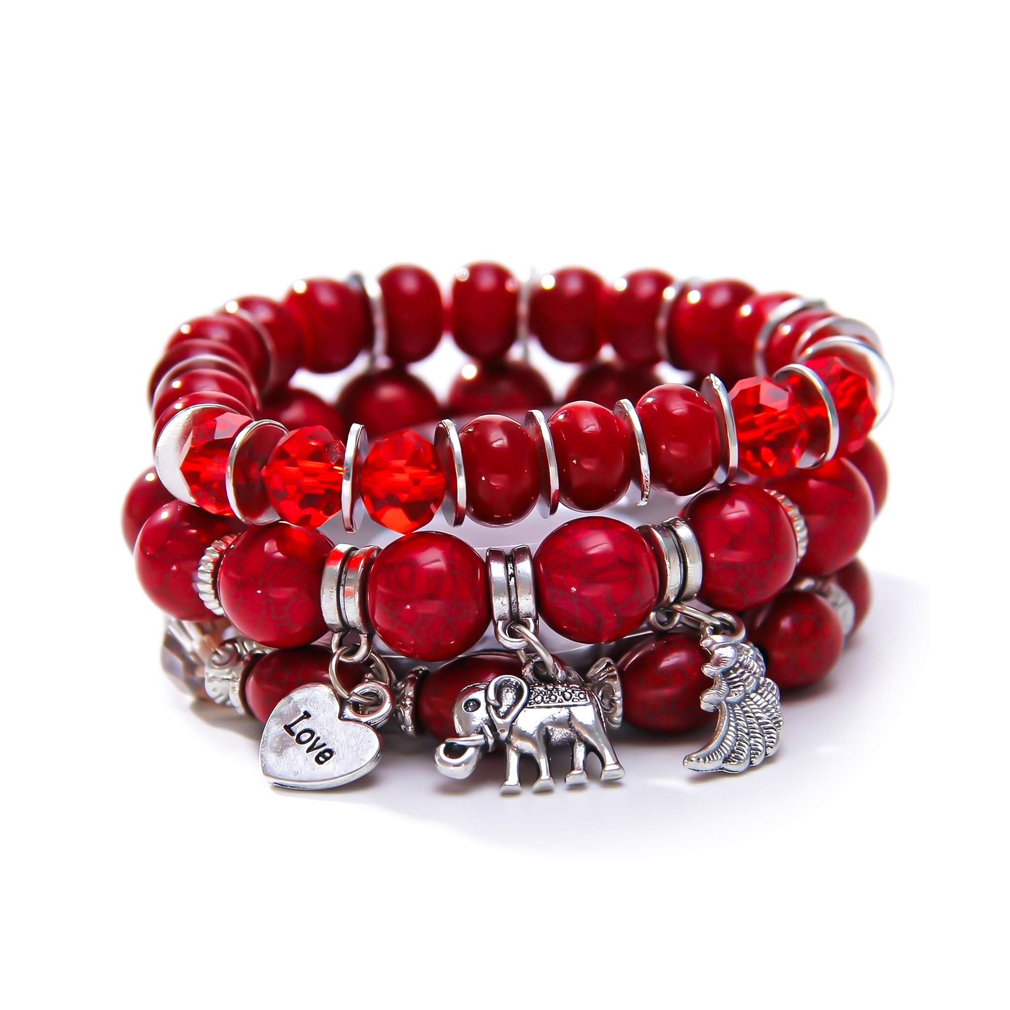Elephant Feather Charm Handmade Beaded Bracelet Set With Bold Premium Edge - Image 6
