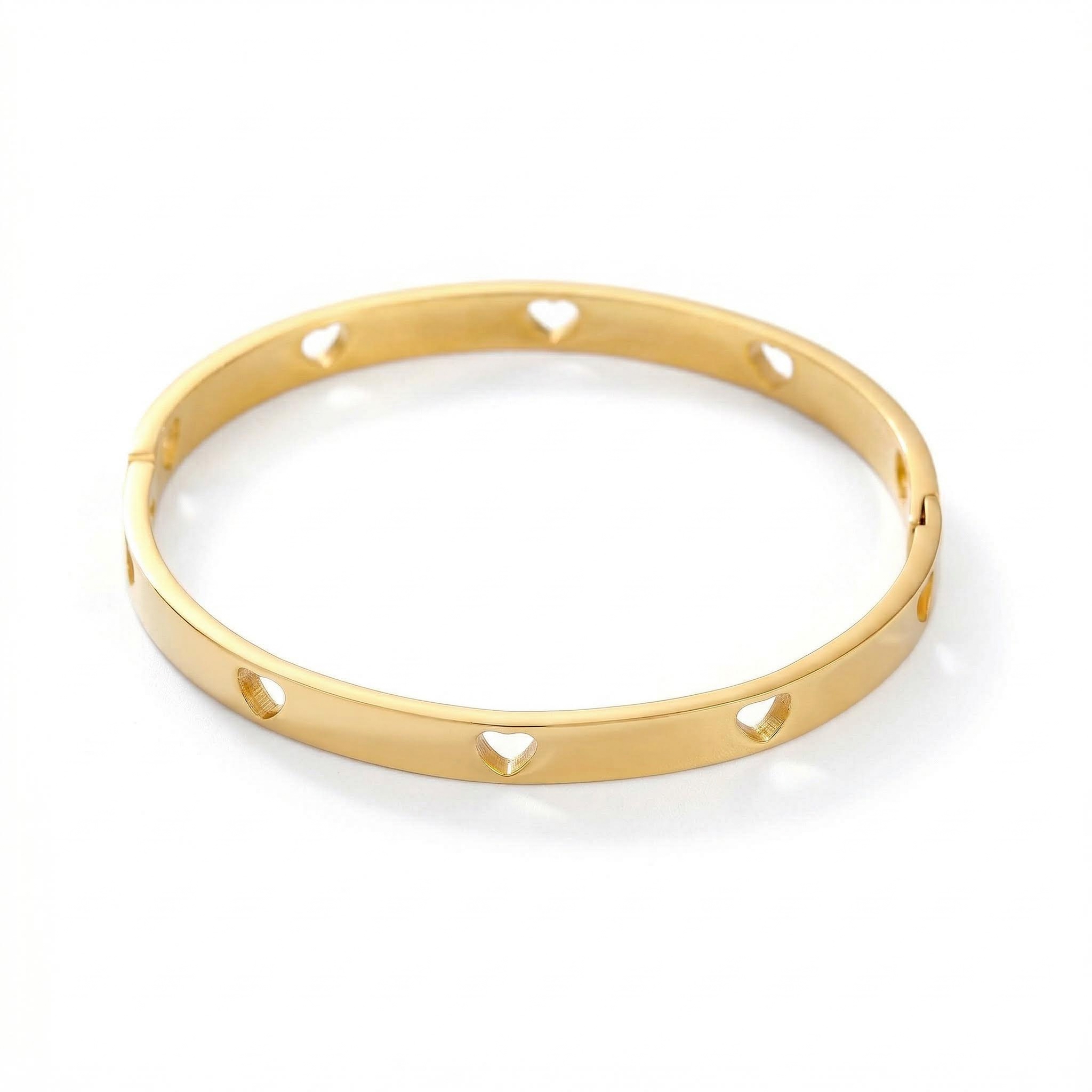 Hollow Out Heart Bangle Bracelet Premium Look Without Heavy Price